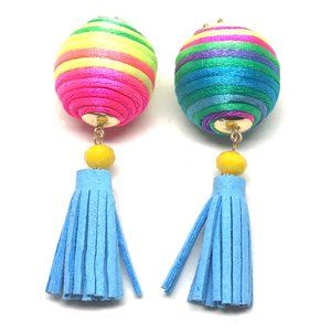 Thread ball Bon Bon earrings Pom Pom w/ tassel